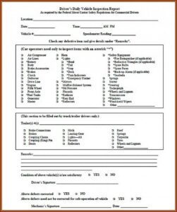 Pdf Vehicle Inspection Checklist Form Free Download