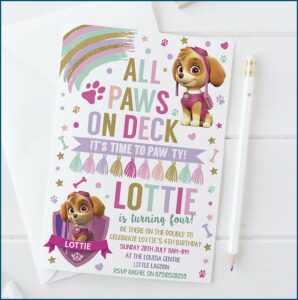 Personalised Paw Patrol Invitations