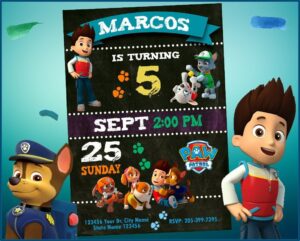 Personalised Paw Patrol Party Invitations