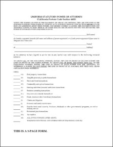 Power Of Attorney Templates California