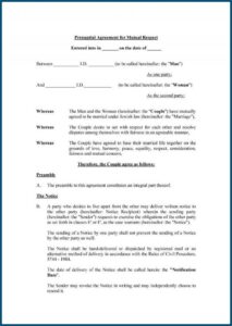 Prenuptial Agreement Sample Form