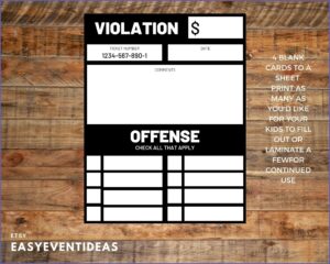 Pretend Police Ticket Template