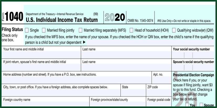 Printable 1040ez Tax Form 2020