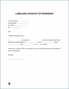 Printable Affidavit Of Residency Form