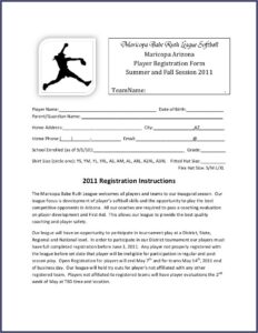 Printable Baseball Registration Form Template