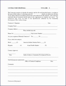 Printable Blank Bid Proposal Forms
