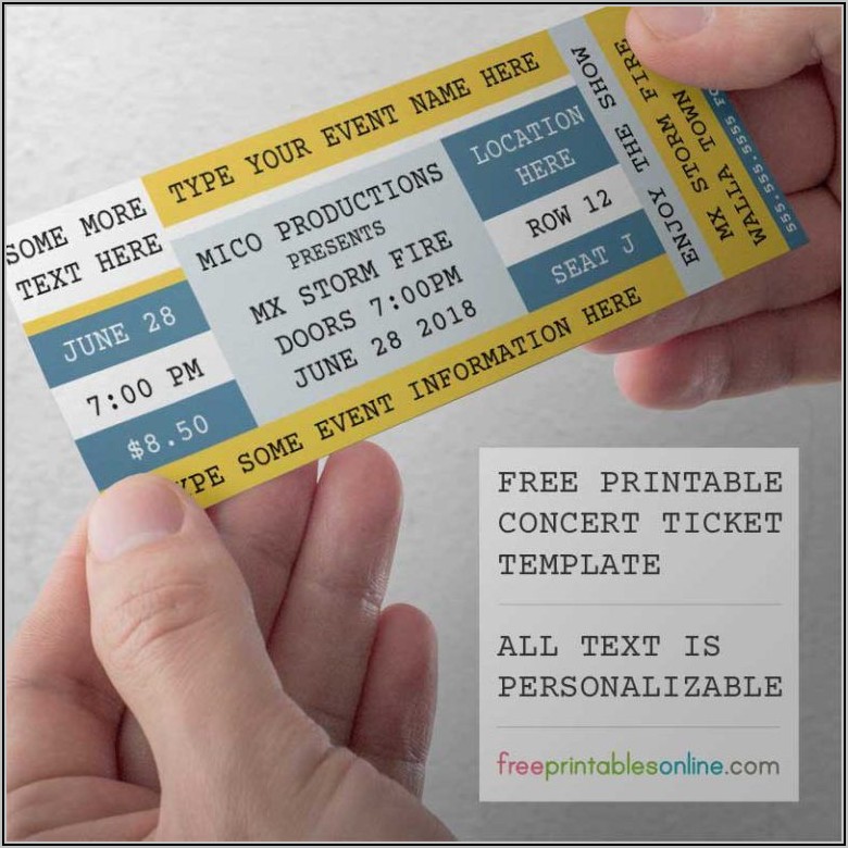 Printable Concert Ticket Gift Template Free