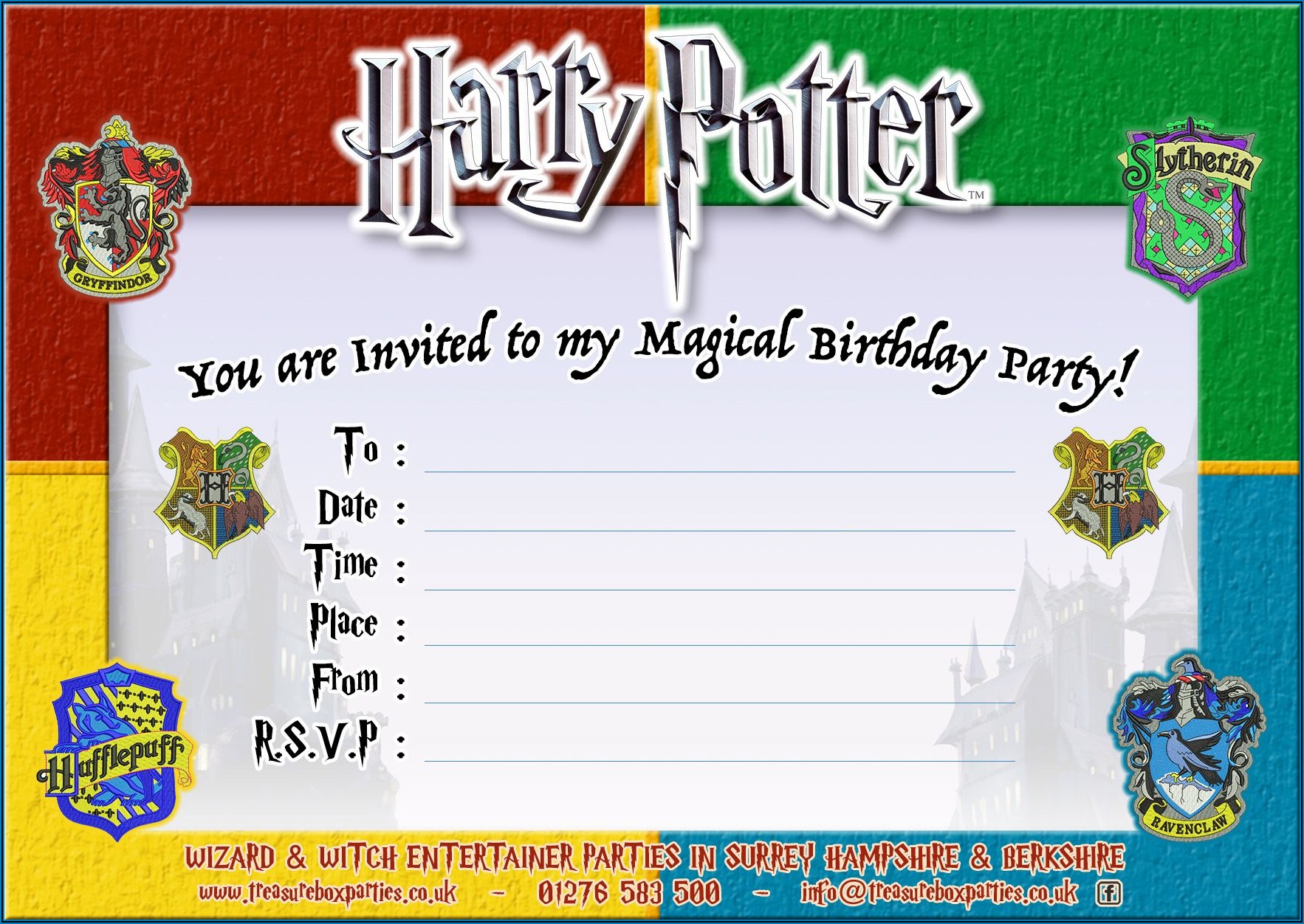 Printable Harry Potter Birthday Invitations