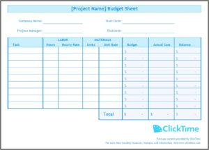 Project Time Tracking Excel Sheet