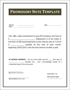 Promissory Note Template Word 2007