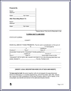 Quit Claim Deed Florida Form How To Fill Out