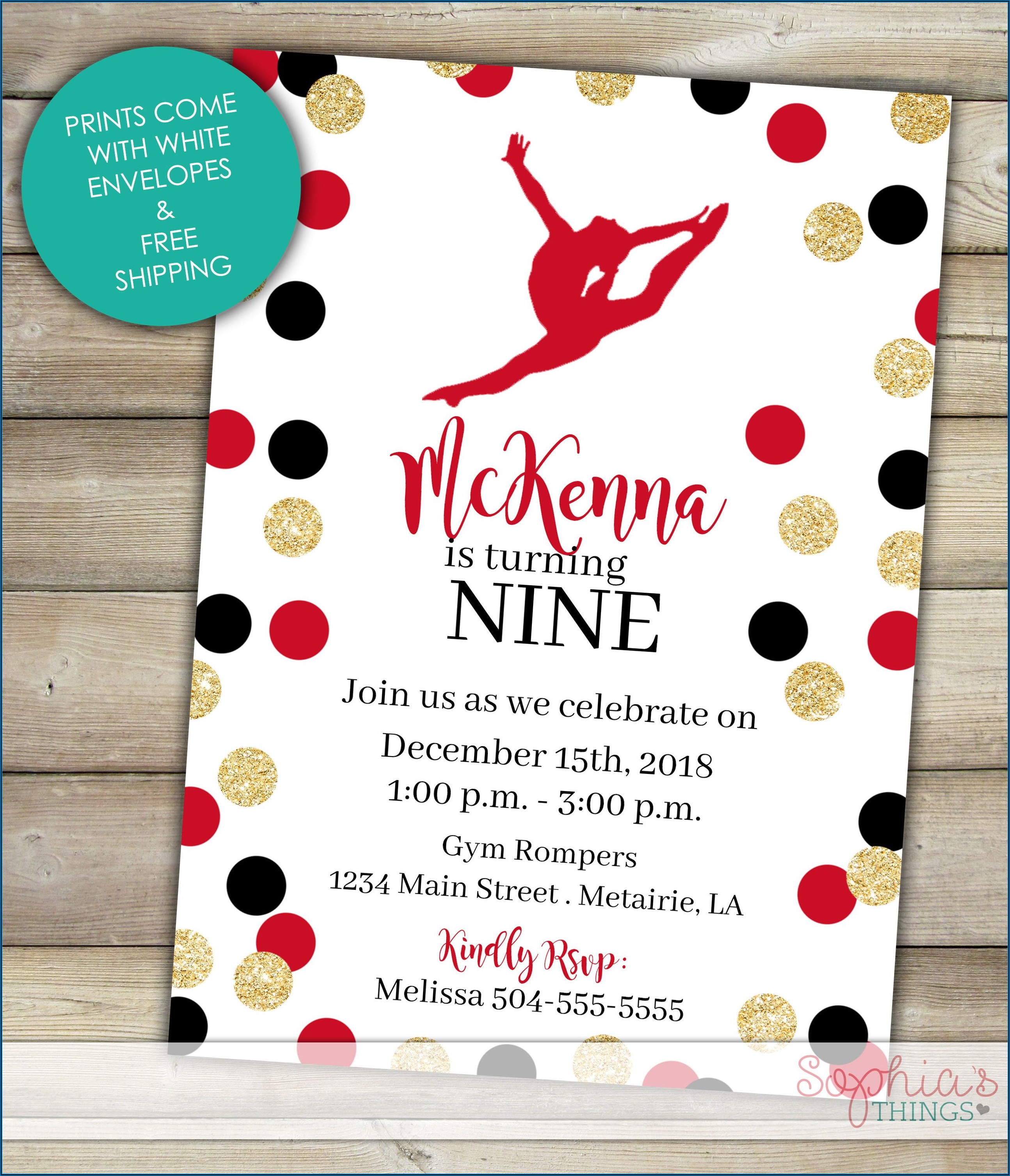 Red Black And Gold Birthday Invitations