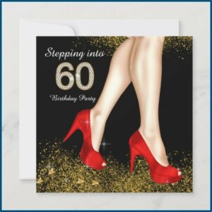 Red Black And Gold Birthday Party Invitation