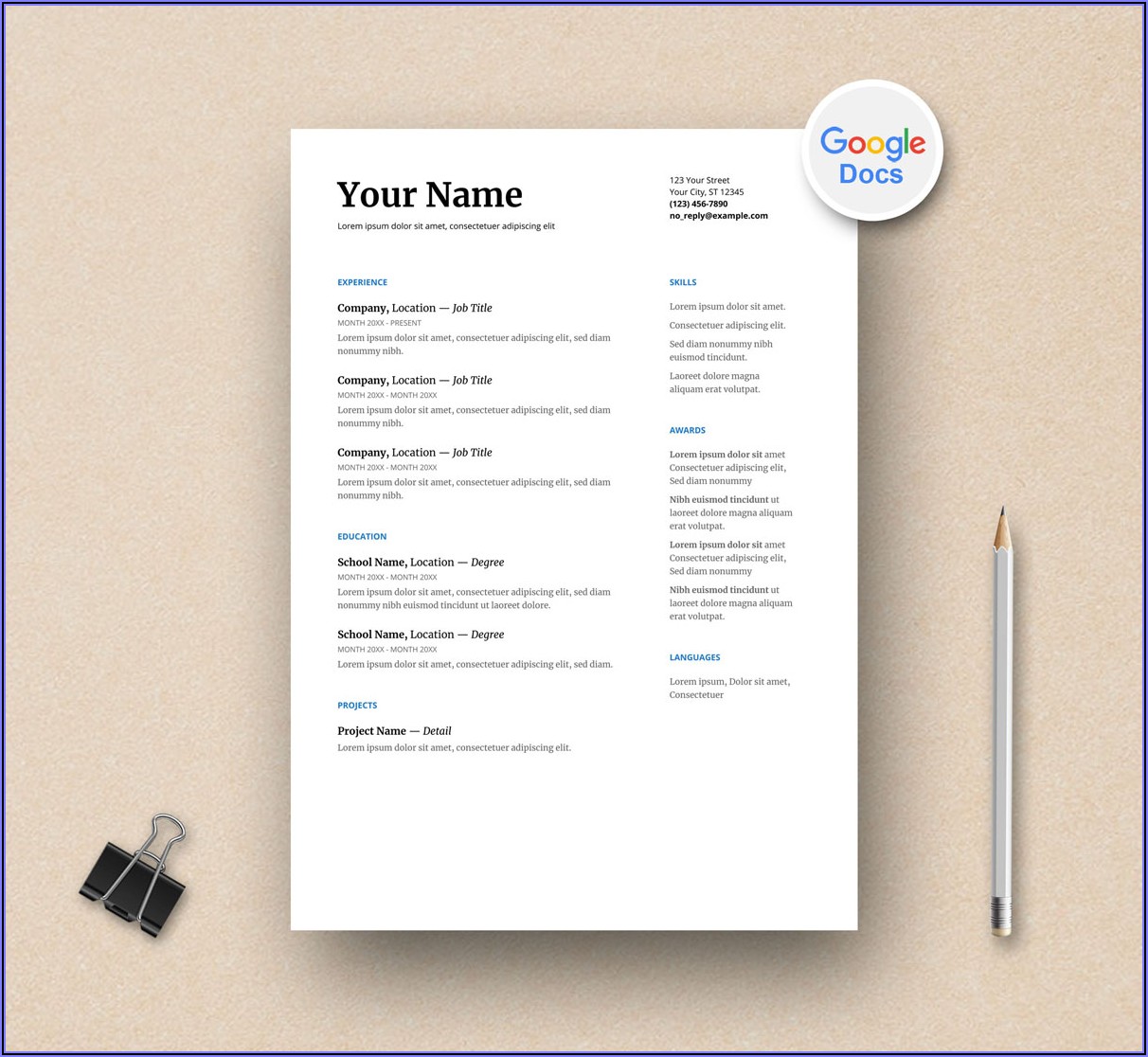 Resume Templates Google Docs Free Download