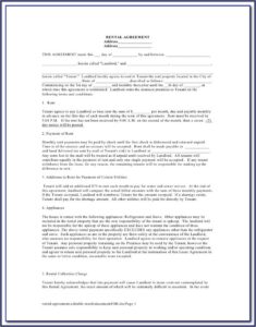 Room Rental Agreement Form Free Alberta