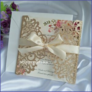 Rose Gold Laser Cut Wedding Invitations