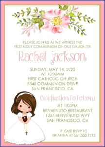 Sacrament Of First Holy Communion Invitation Wording