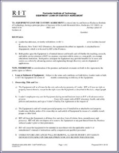 Sample Equipment Loan Agreement Form