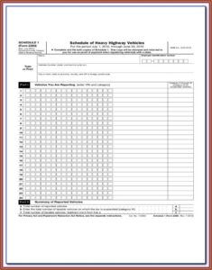 Schedule Of Heavy Highway Vehicles Form 2290
