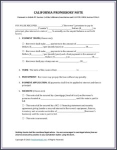 Secured Promissory Note Template Florida