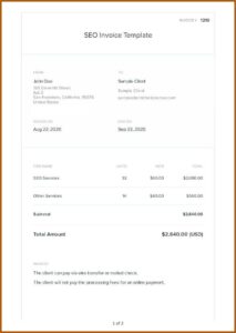 Seo Invoice Template