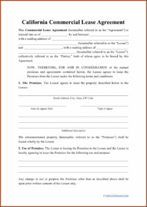 Simple Commercial Lease Agreement California