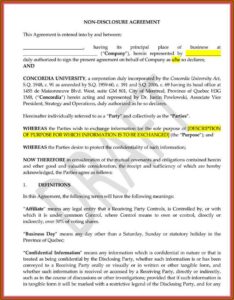 Simple Nda Template Free