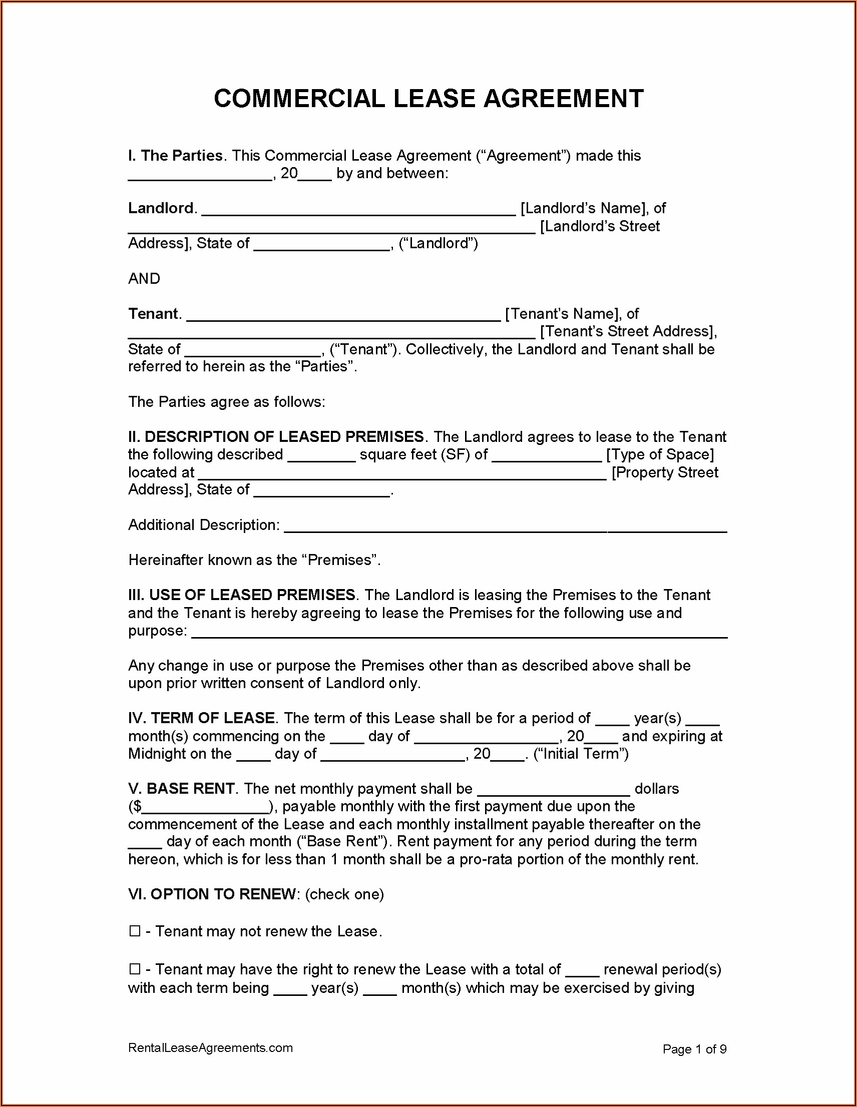 Simple Office Lease Form
