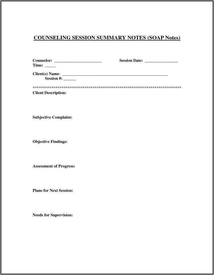 Soap Note Template For Counseling
