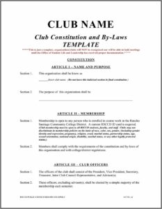 Social Club Rules Template