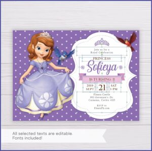 Sofia The First Birthday Invitation Templates Free