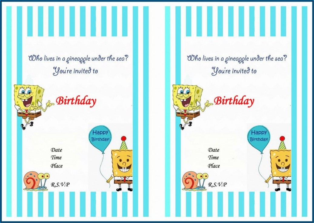 Spongebob Birthday Invitations Printable