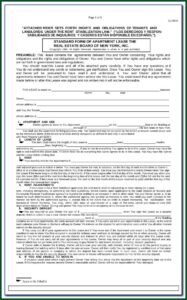 Standard Form Of Apartment Lease Nyc