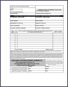 Straight Bill Of Lading Short Form Pdf