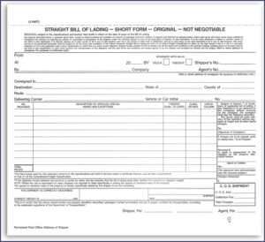 Straight Form Bill Of Lading