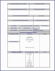 Straight Form Bill Of Lading Template
