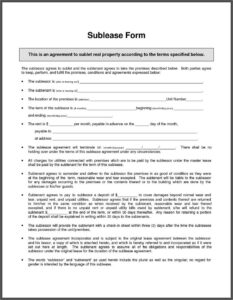 Sublet Agreement Form Uk