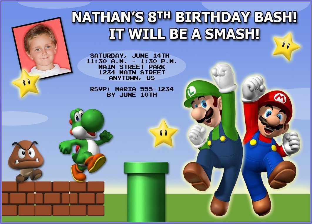 Super Mario Bros Birthday Invitations