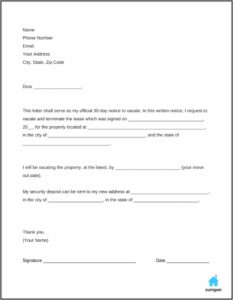 Template For 30 Day Eviction Notice
