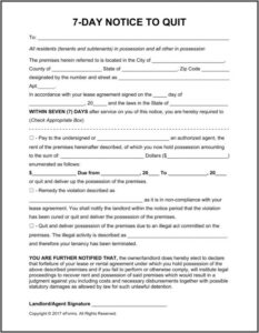 Template Letter For Eviction Notice