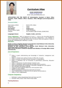 Templates For Curriculum Vitae Word