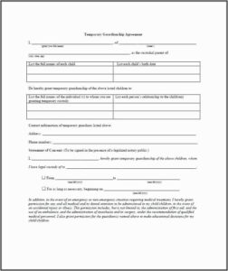 Temporary Custody Form Template