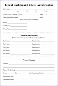 Tenant Background Check Form Pdf