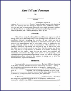 Texas Last Will And Testament Example