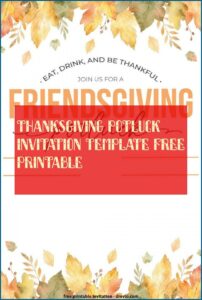 Thanksgiving Potluck Invitation Template Free Printable