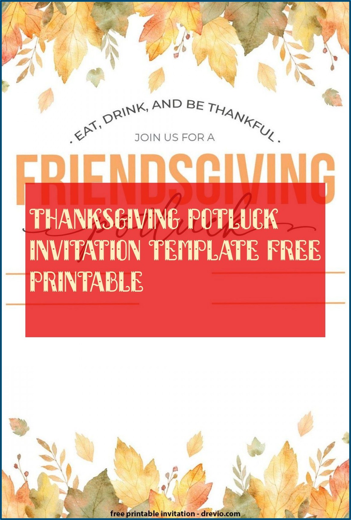 Thanksgiving Potluck Invitation Template Free Printable