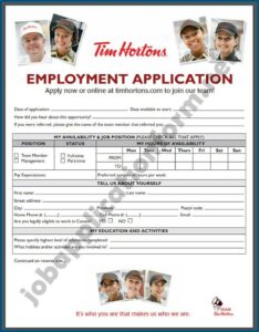 Tim Hortons Application Form Download