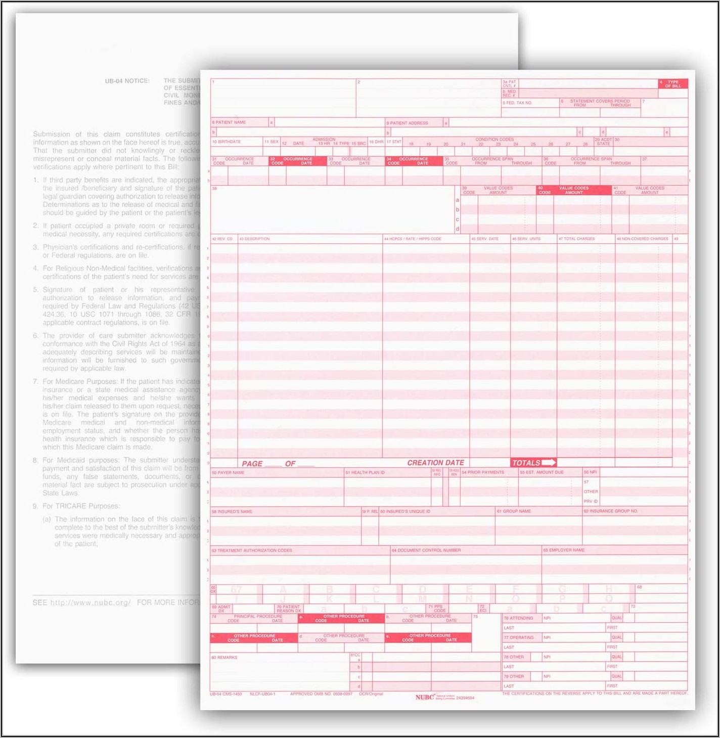 Ub 04 Cms 1450 Paper Claim Form Template 1 Resume Examples A19XBMG0V4