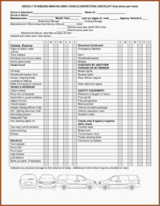 Used Vehicle Inspection Checklist Form Free Download