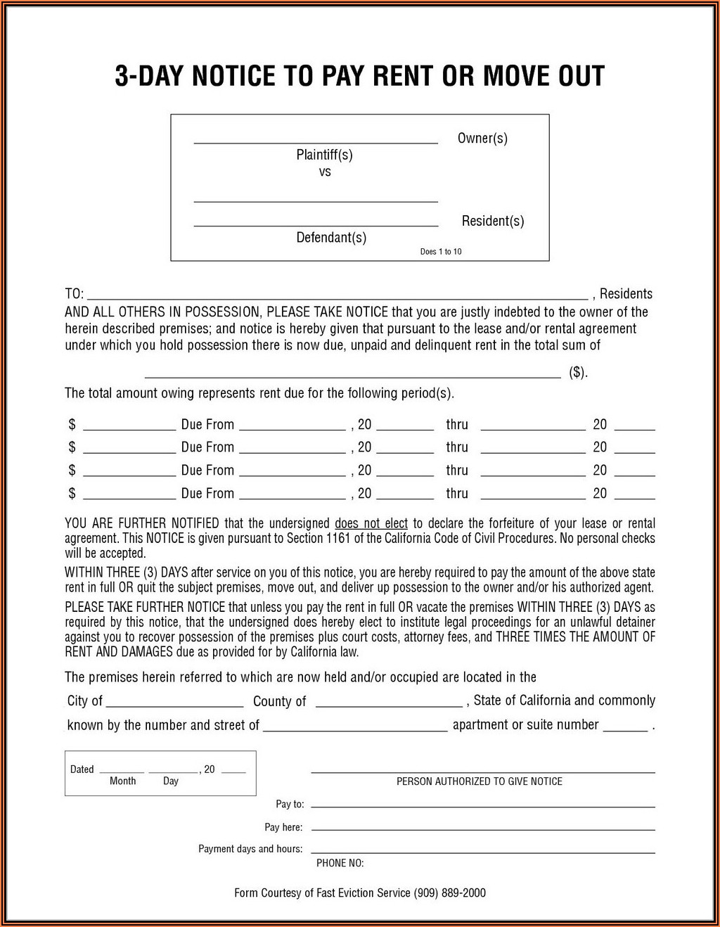 Va Eviction Notice Form